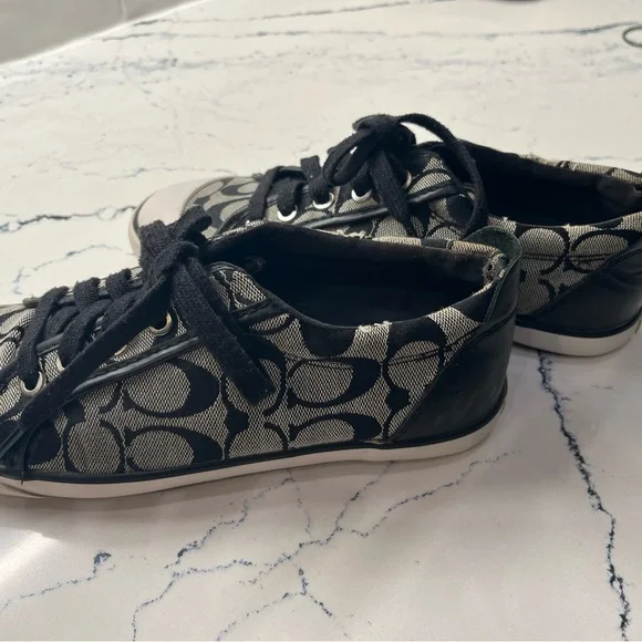 Coach Monogram Black and Cream Women's Sneakers - Picture 3 of 7